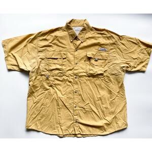 Men's Columbia PFG Yellow Fishing Shade Shirt Short Sleeve Size XL